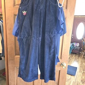 Blue Corduroy Overalls with Heart Patch